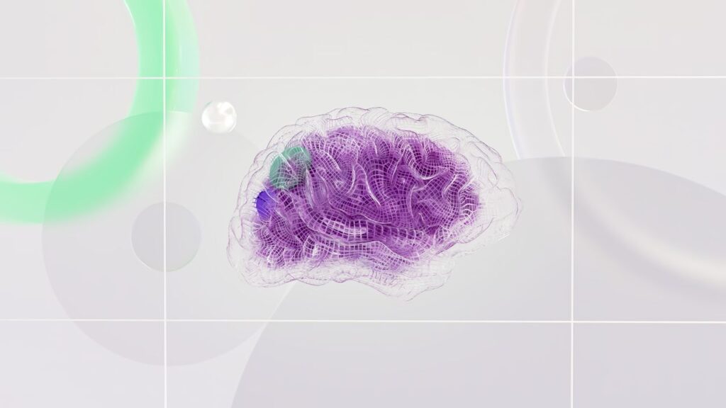 3D-illustration af en digital hjerne, der symboliserer kunstig intelligens